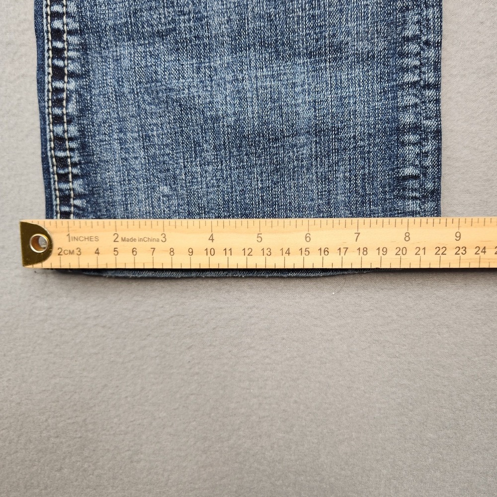 Rock & Roll Cowgirl Jeans Womens 28x32 Mid Rise Bootcut Rhinestones Thick Stitch - Picture 6 of 14